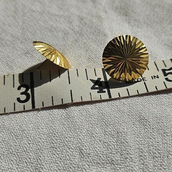 Genuine Solid 14k Gold Sunburst Earrings - Picture 3 of 3